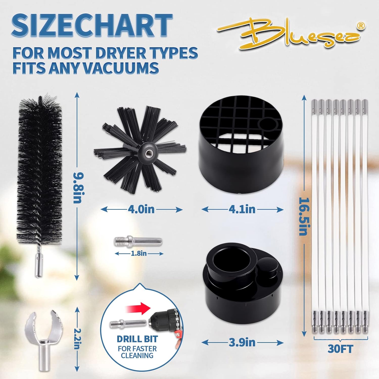 Detalle de Bluesea 7 Pieces 30 Feet Dryer Vent Cleaner Kit