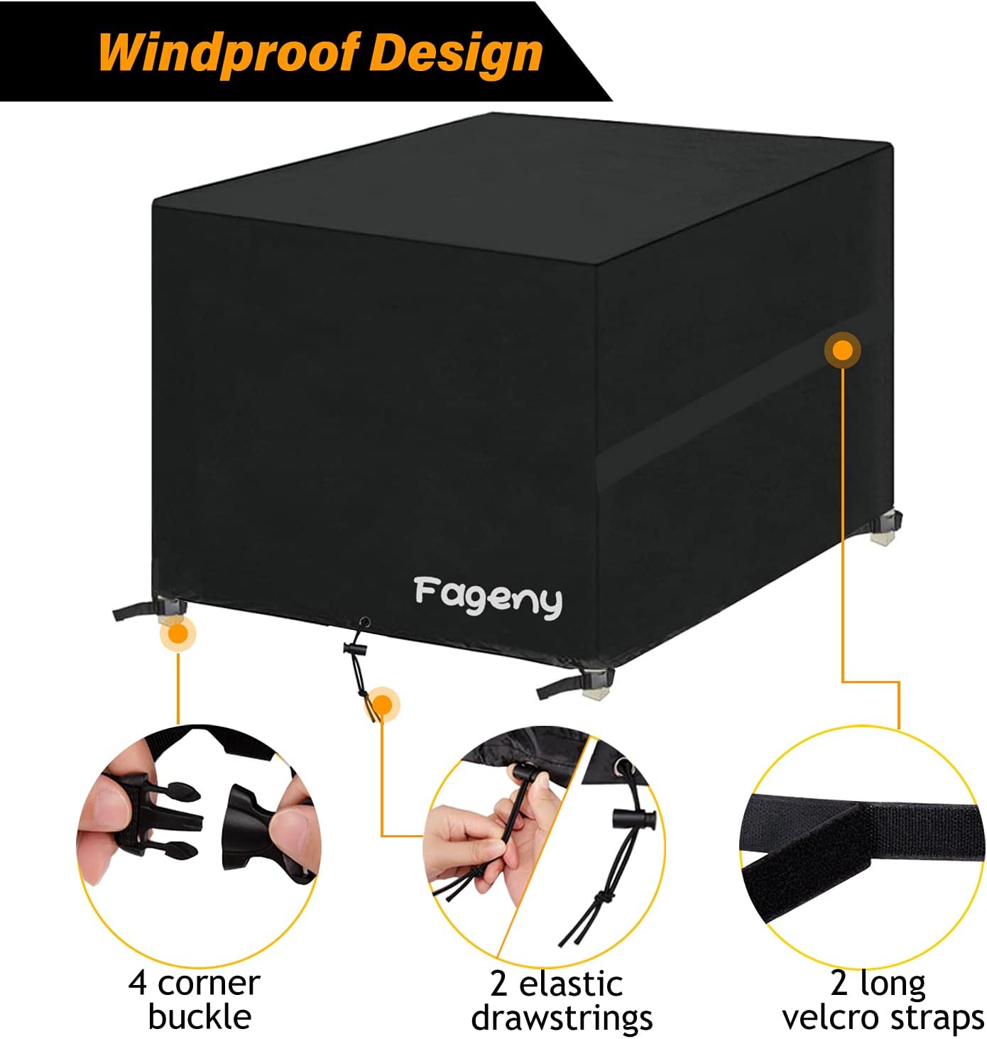 Thumbnail 1 de Fageny Cube Garden Furniture Covers Waterproof: 125x125x74cm, Tear-Resistant Oxford, Windproof & UV-Protected