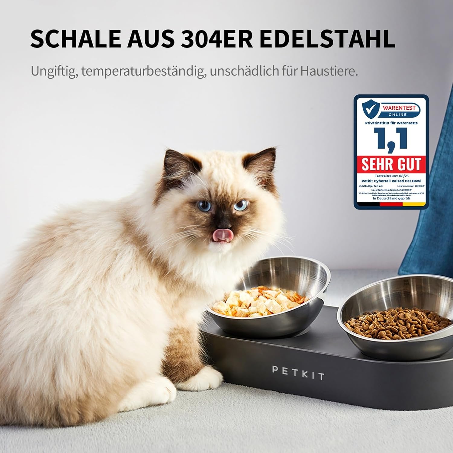 Detalle 2 de PETKIT CYBERTAIL Katzen Erhöhte Schüssel Edelstahl für Katzen