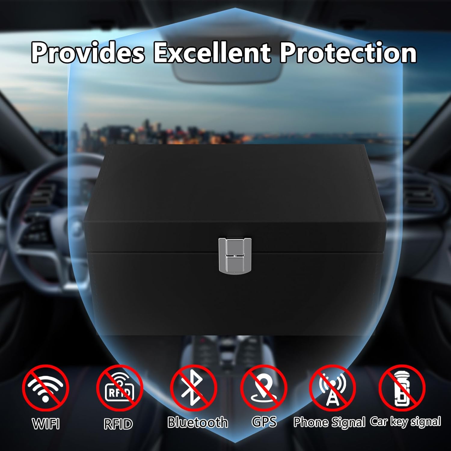 Detalle de ocuvaep Boîte Anti RFID Clé Voiture Ensemble avec Etui RFID – protection Keyless Go et étui Faraday grand format