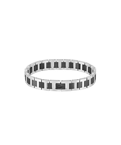 Detalle de Lacoste Bracelet à Maillons Metropole en Acier Inoxydable et Acier Noir – 190 mm
