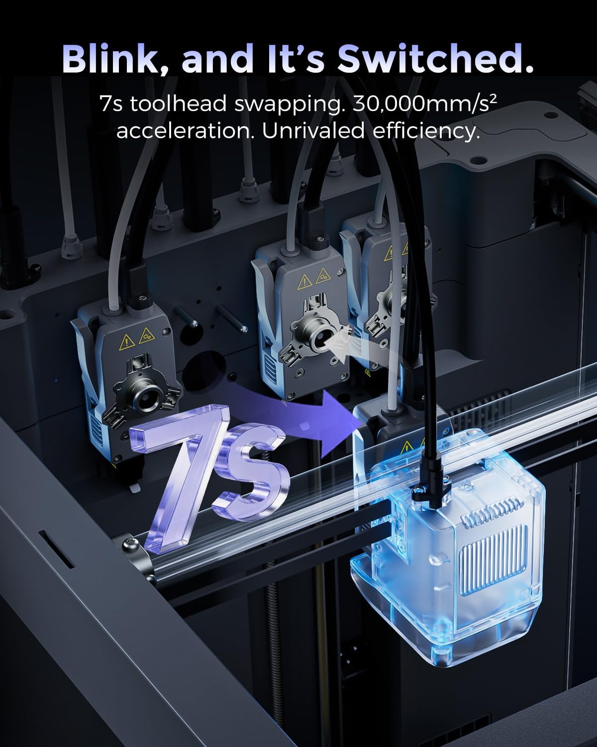 Detalle de FLASHFORGE Creator 5 4-Toolhead Changer 3D Printer: True Multi-Color & Multi-Material Mastery