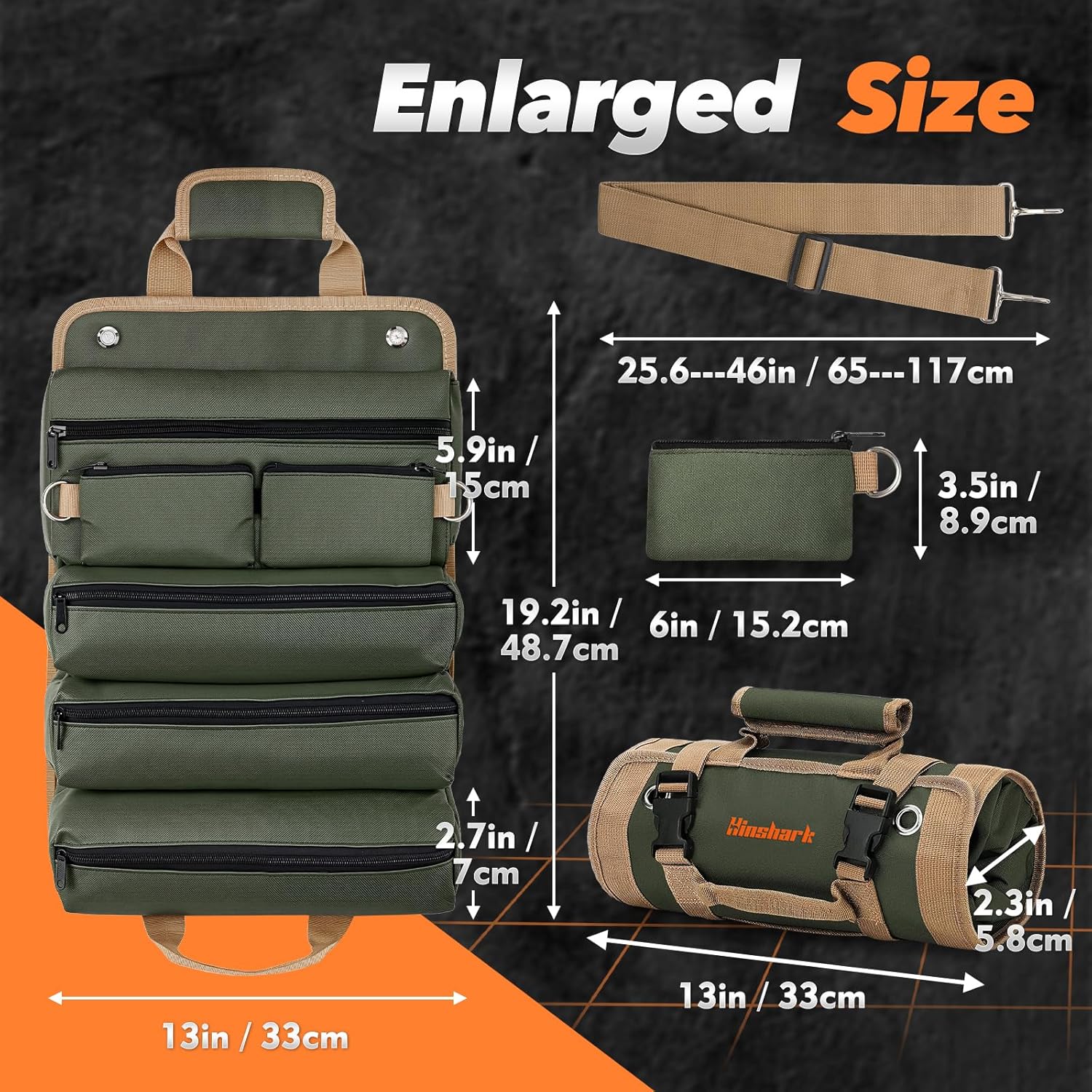 Detalle 2 de Hinshark Roll-Up Tool Bag 12 pockets