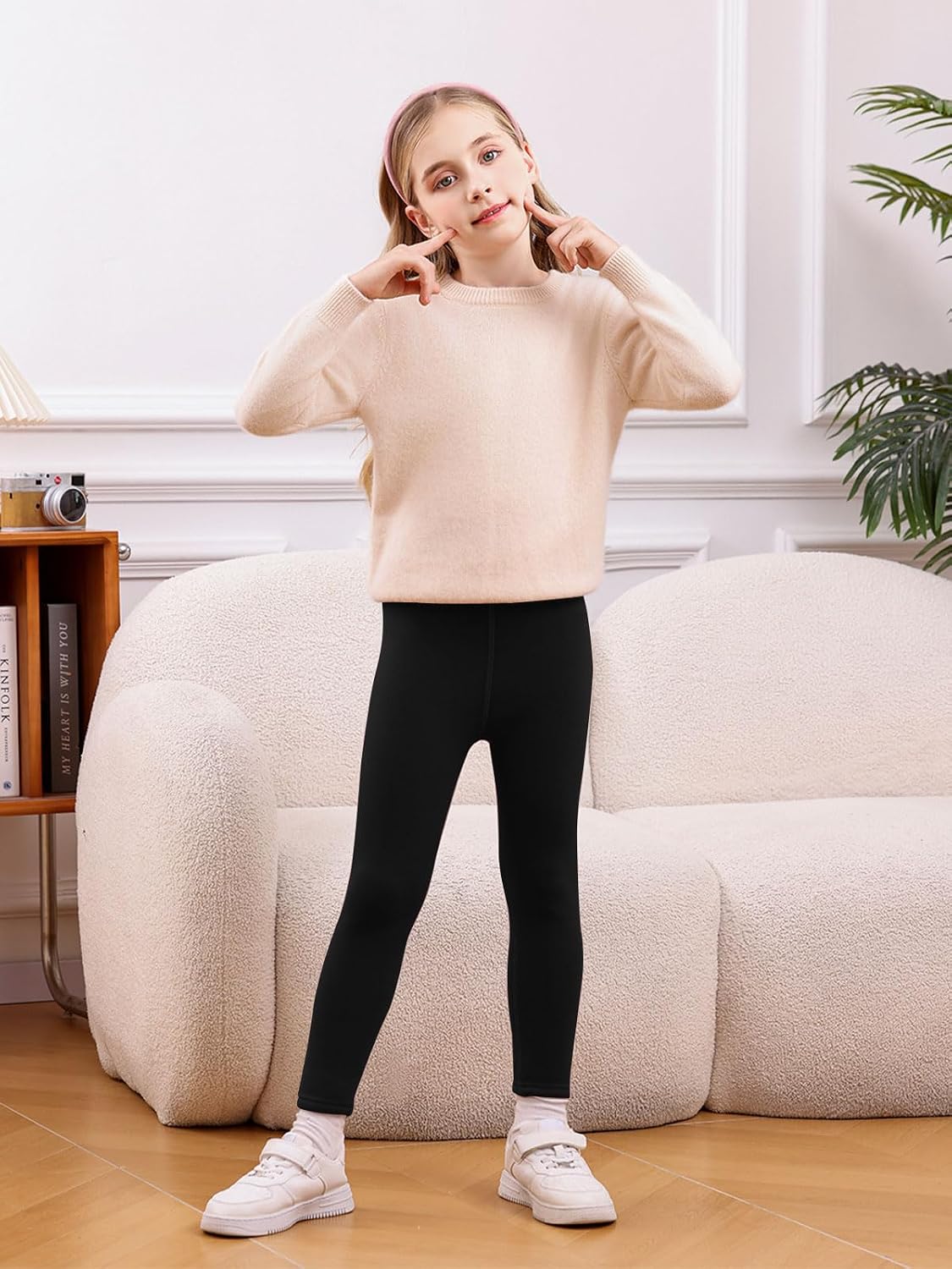 Thumbnail 6 de Vorvowry Girls Fleece Lined Leggings – Thermal Warm Thick Fluffy Kids Tights