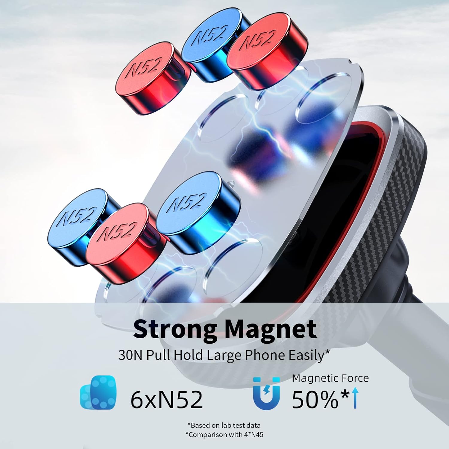 Thumbnail 4 de APPS2Car Magnet-Handyhalterung für das Auto mit 6 N52-Magneten und einstellbarer Halterung
