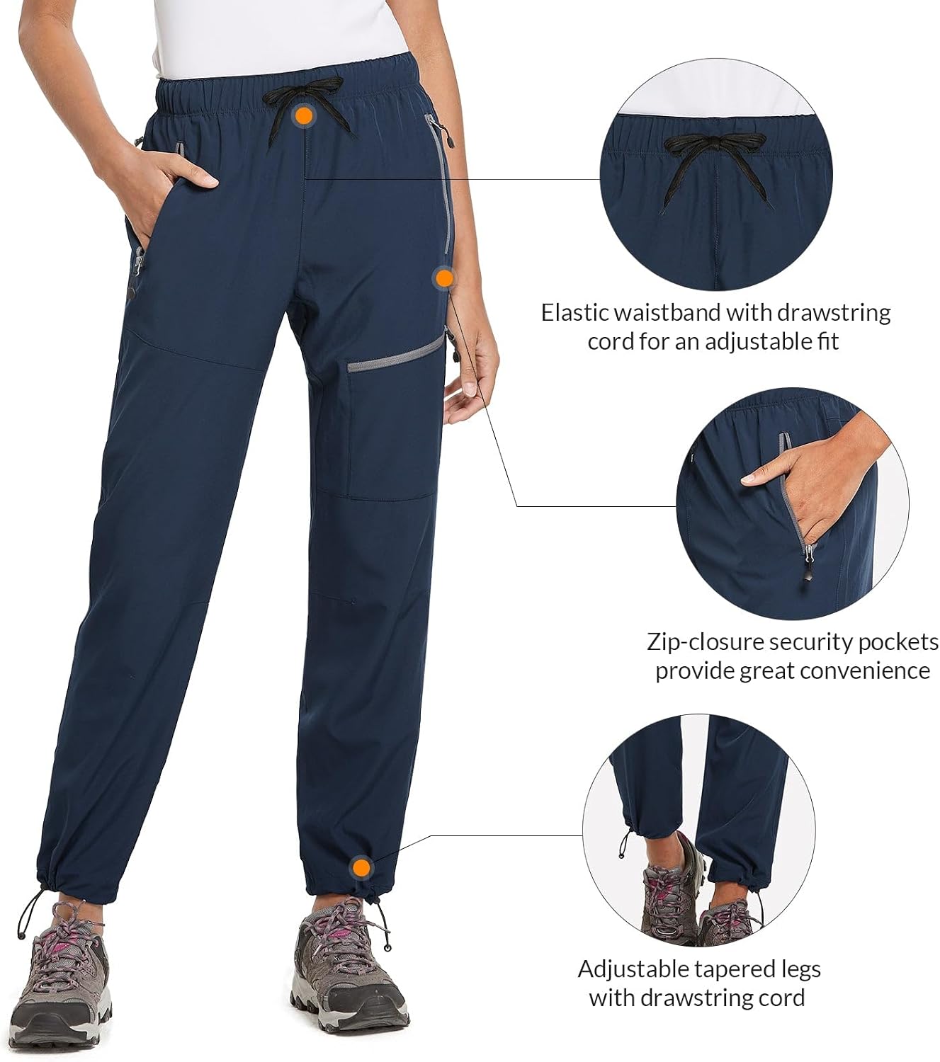 Detalle 2 de baleaf Damen Outdoorhose Wanderhose – Wasserdicht, Schnelltrocknend, Capris mit UV-Schutz UPF 50+
