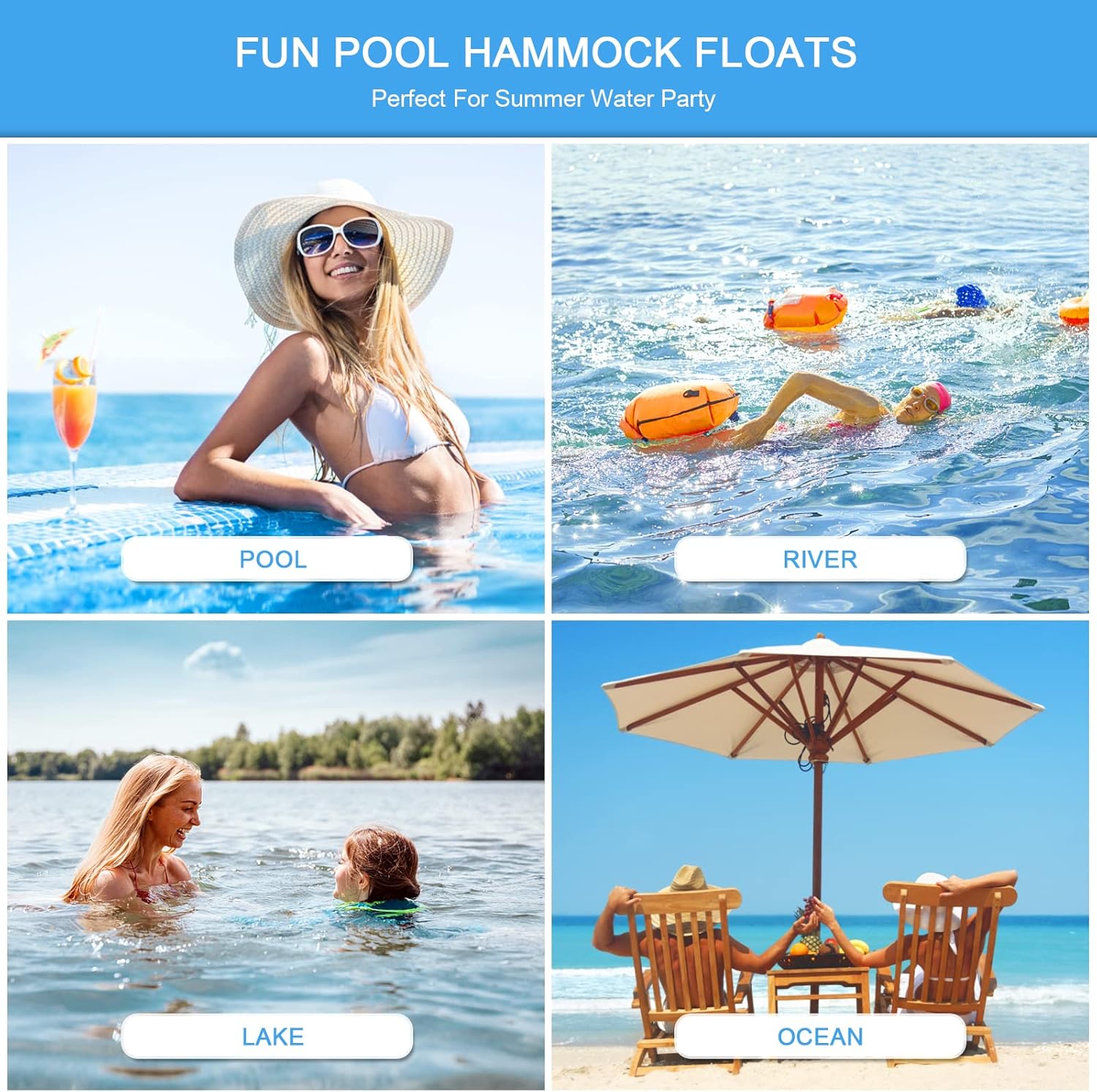 Thumbnail 6 de Inflatable Pool Float Lounger – Water Hammock Floating Chair for Adults