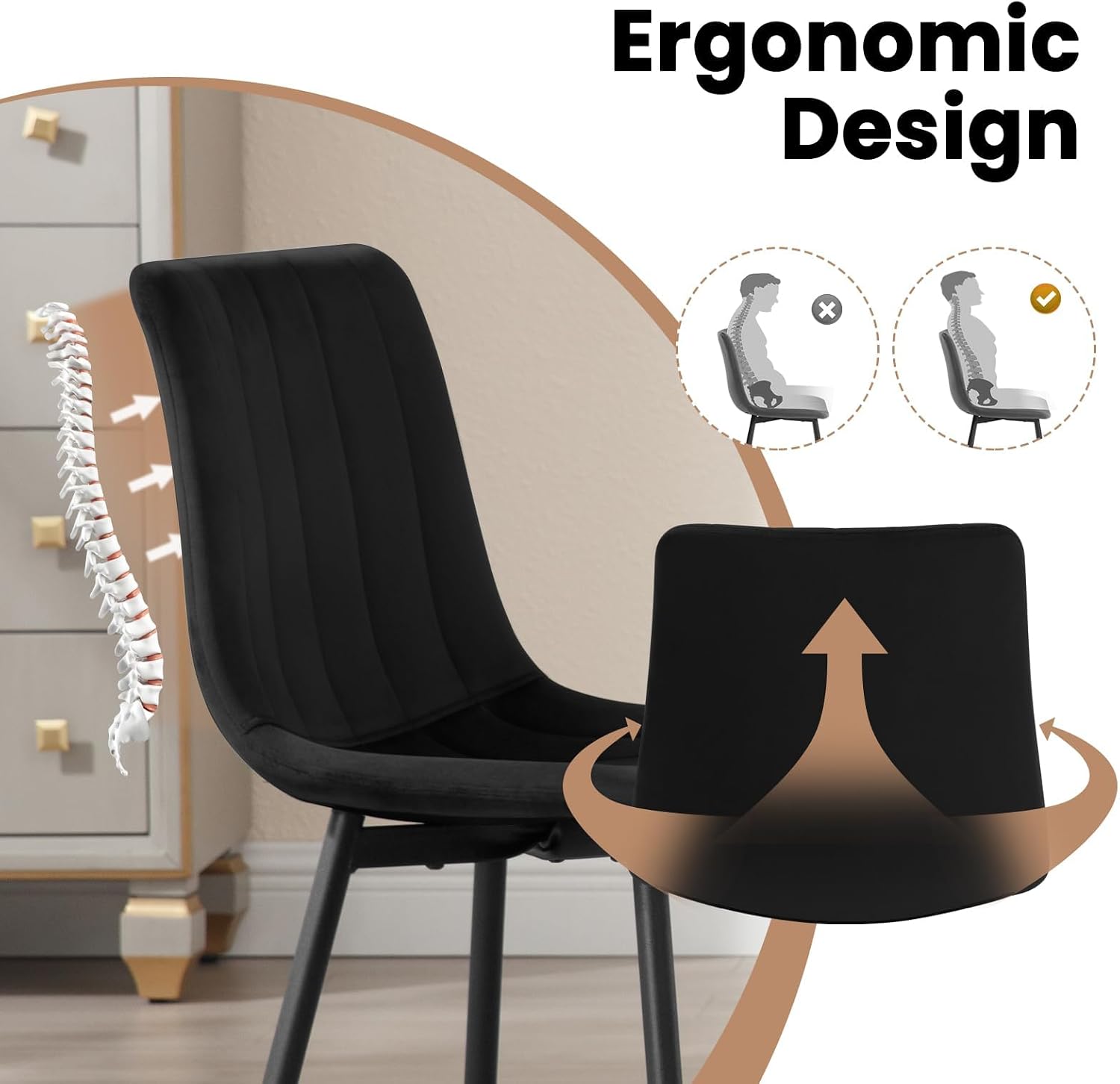 Detalle 2 de Klihome Esszimmerstühle 4er Set, 150 kg