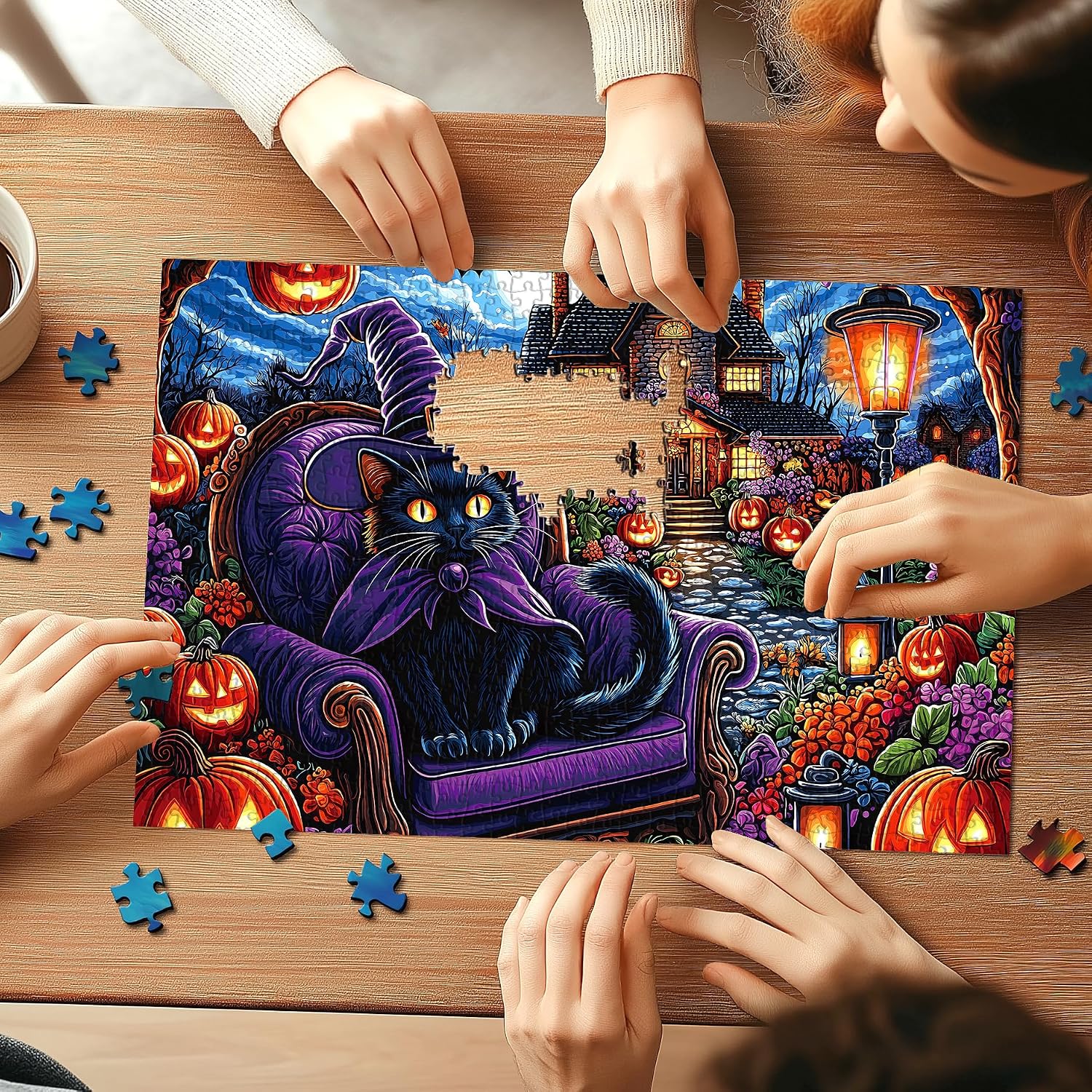 Detalle de Halloween Cat Jigsaw Puzzle 1,000 Pieces