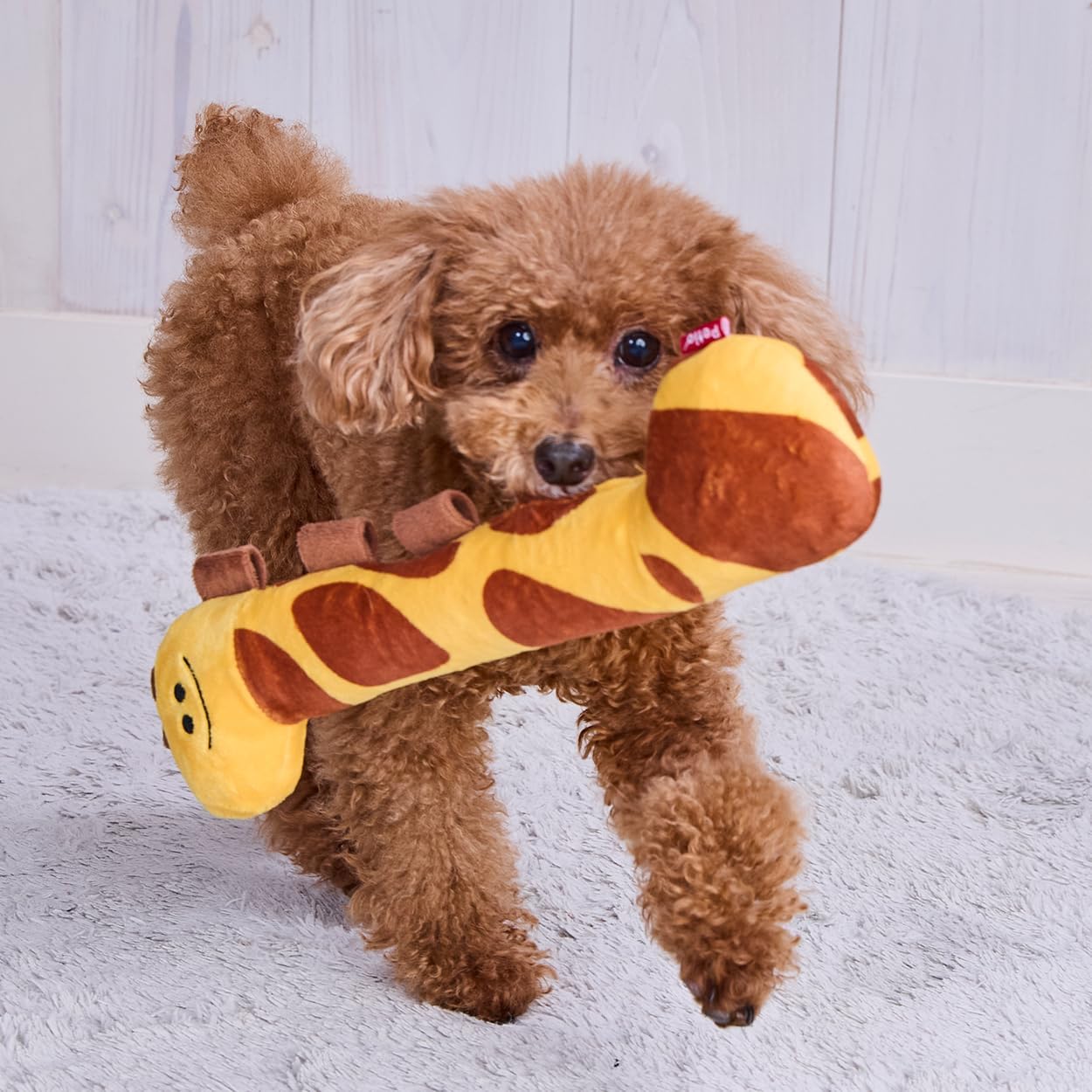 Detalle de ペティオ プイプイタグかMe~ キリン 犬用おもちゃ 笛入り・シャカシャカフィルム・タグ付き