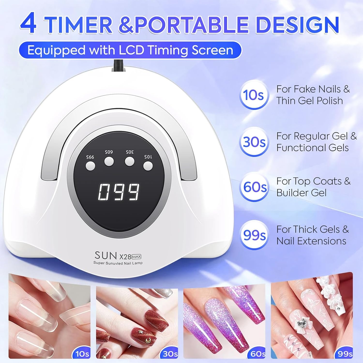 Thumbnail 4 de MainPi UV/LED Nail Lamp 380W with 90 LEDs, Auto Sensor and 4 Timer Settings