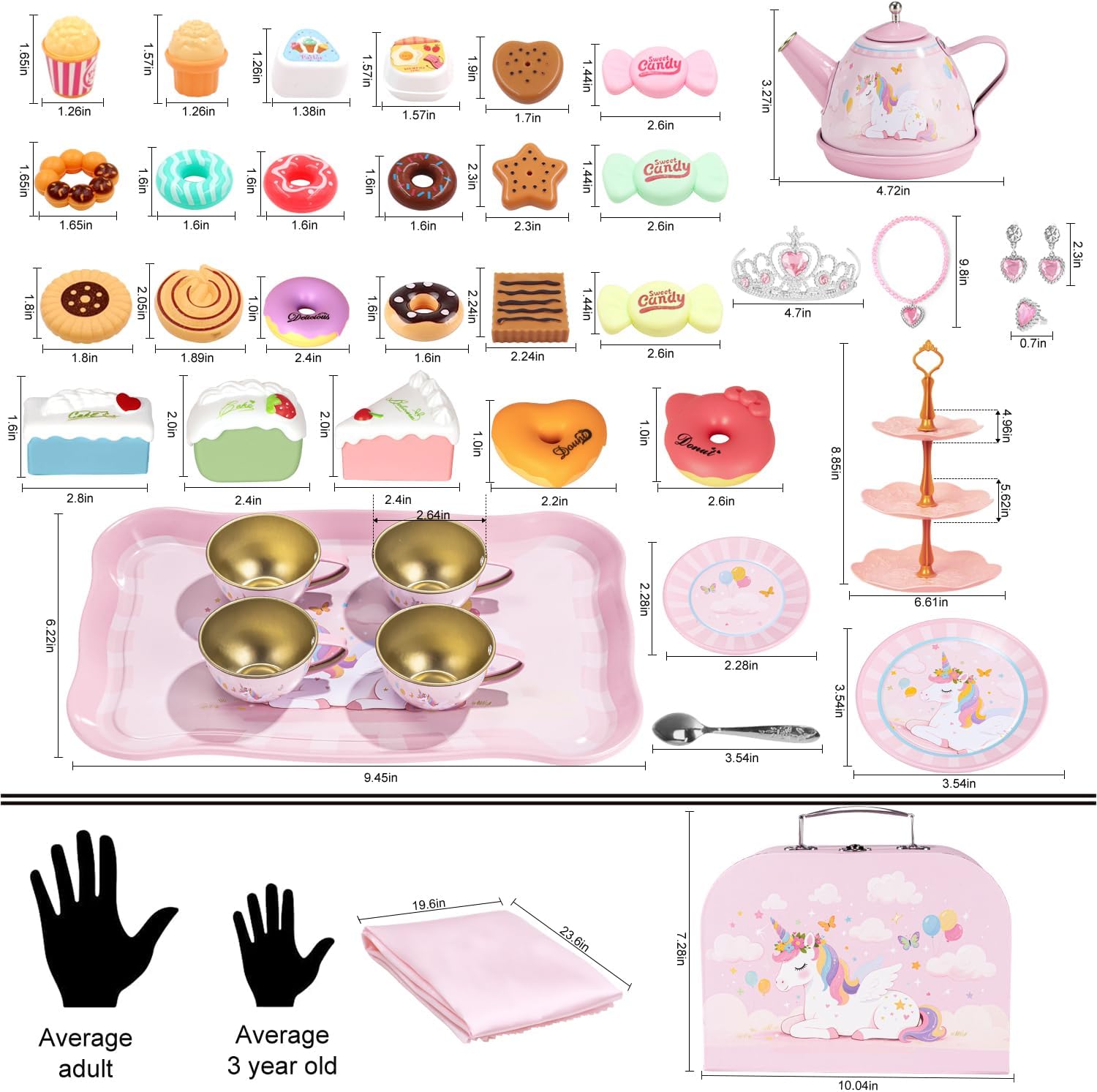 Detalle de iAOVUEBY ティーパーティーセット 49個入り ブリキ製ティーセットとデザート付き