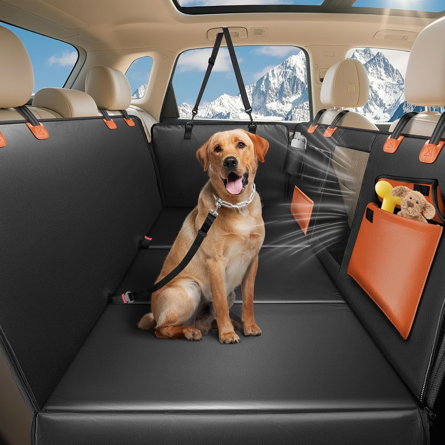 Detalle de MellowMates Dog Car Seat Cover: Hard Bottom Hammock for Large Pets