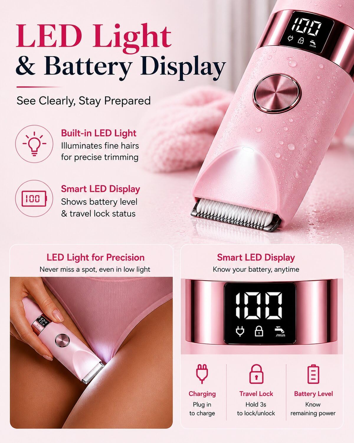 Thumbnail 5 de Bikini Trimmer Women Waterproof 2-in-1: Gentle Facial Hair Remover for Women