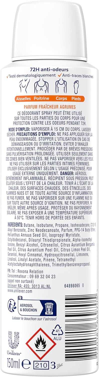 Detalle 2 de Rexona Déodorant spray 72h Fraîcheur Agrumes 2×150ml