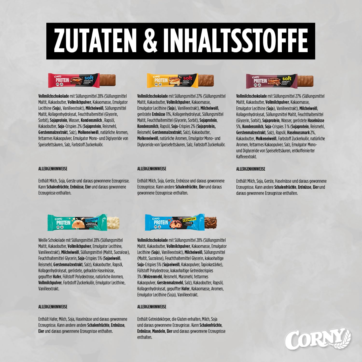 Thumbnail 6 de Corny Protein Soft & Crunchy 12er Mix Pack (30% Eiweiß) – Probier-Mischkarton Proteinriegel 12 x 45 g