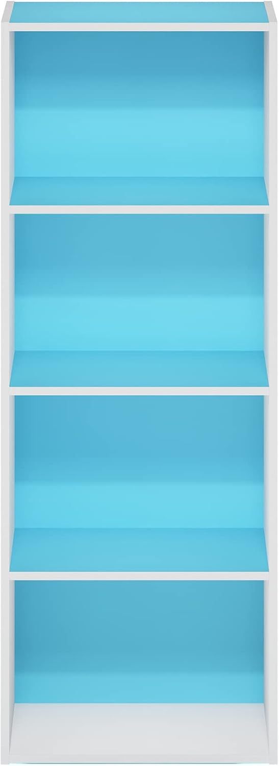 Thumbnail 5 de Furinno Luder Libreria a 4 ripiani aperti, Azzurro/Bianco – stile semplice, spazio modulare