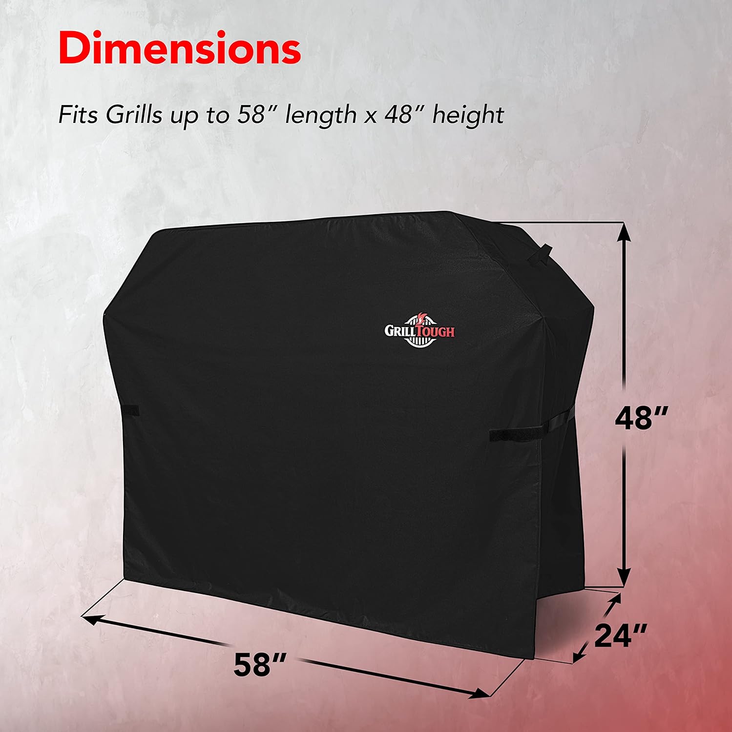 Thumbnail 4 de GrillTough Heavy Duty 58-Inch BBQ Grill Cover (Waterproof, UV & Fade Resistant) with Adjustable Straps