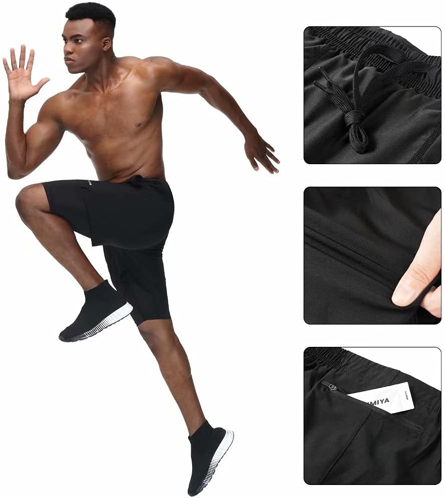 Thumbnail 4 de HMIYA Herren 2 in 1 Shorts: Kompressionsshorts mit Reißverschlussfach – schnelle Feuchtigkeit ableitend, vielseitig einsetzbar