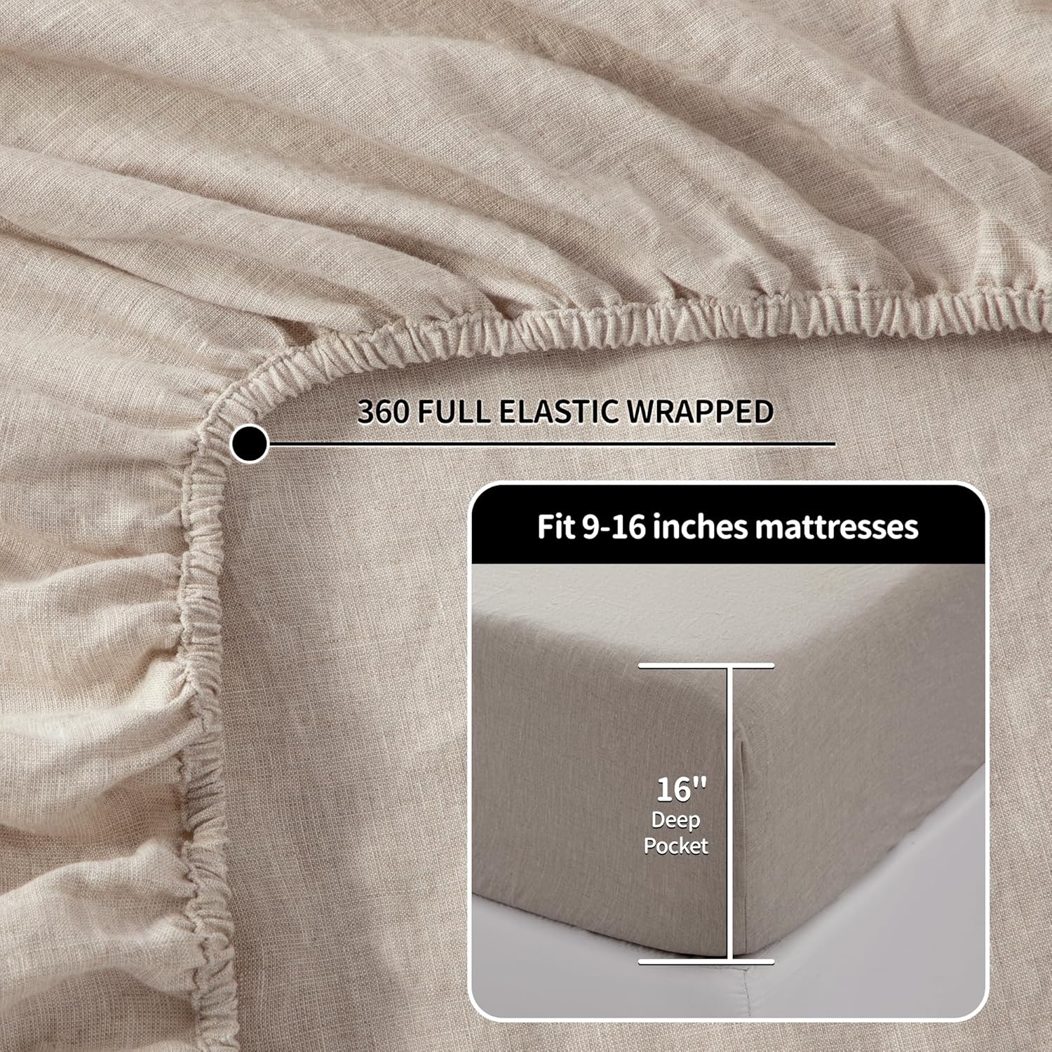 Thumbnail 5 de LBRO2M Linen Sheet Set Queen 4-Piece