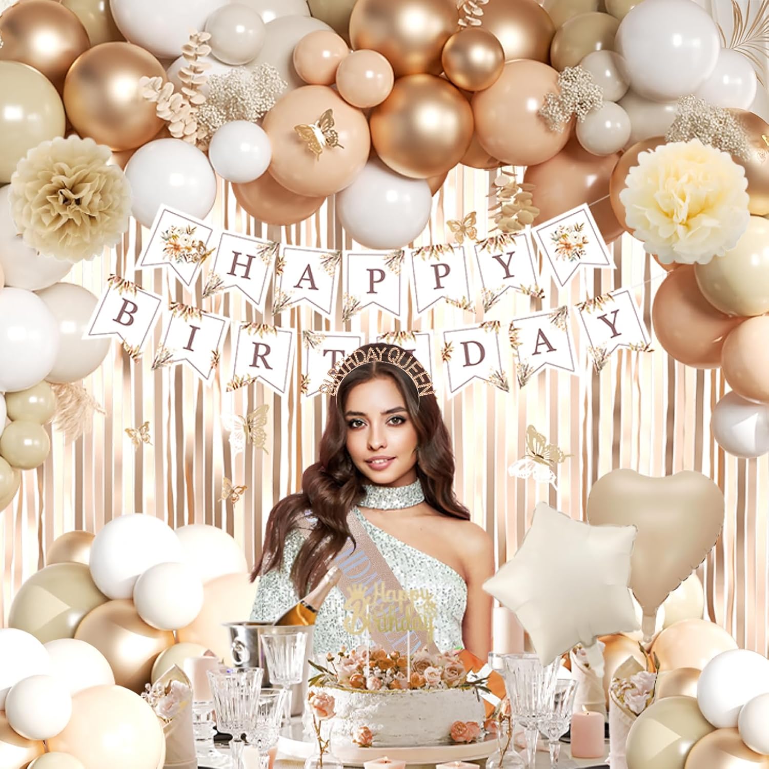 Thumbnail 6 de Beige & Brown Birthday Decorations Kit 54x108in