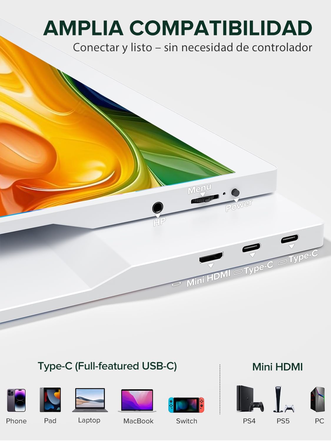 Thumbnail 6 de UPERFECT Monitor Portátil 15,6" IPS 1080p Blanco