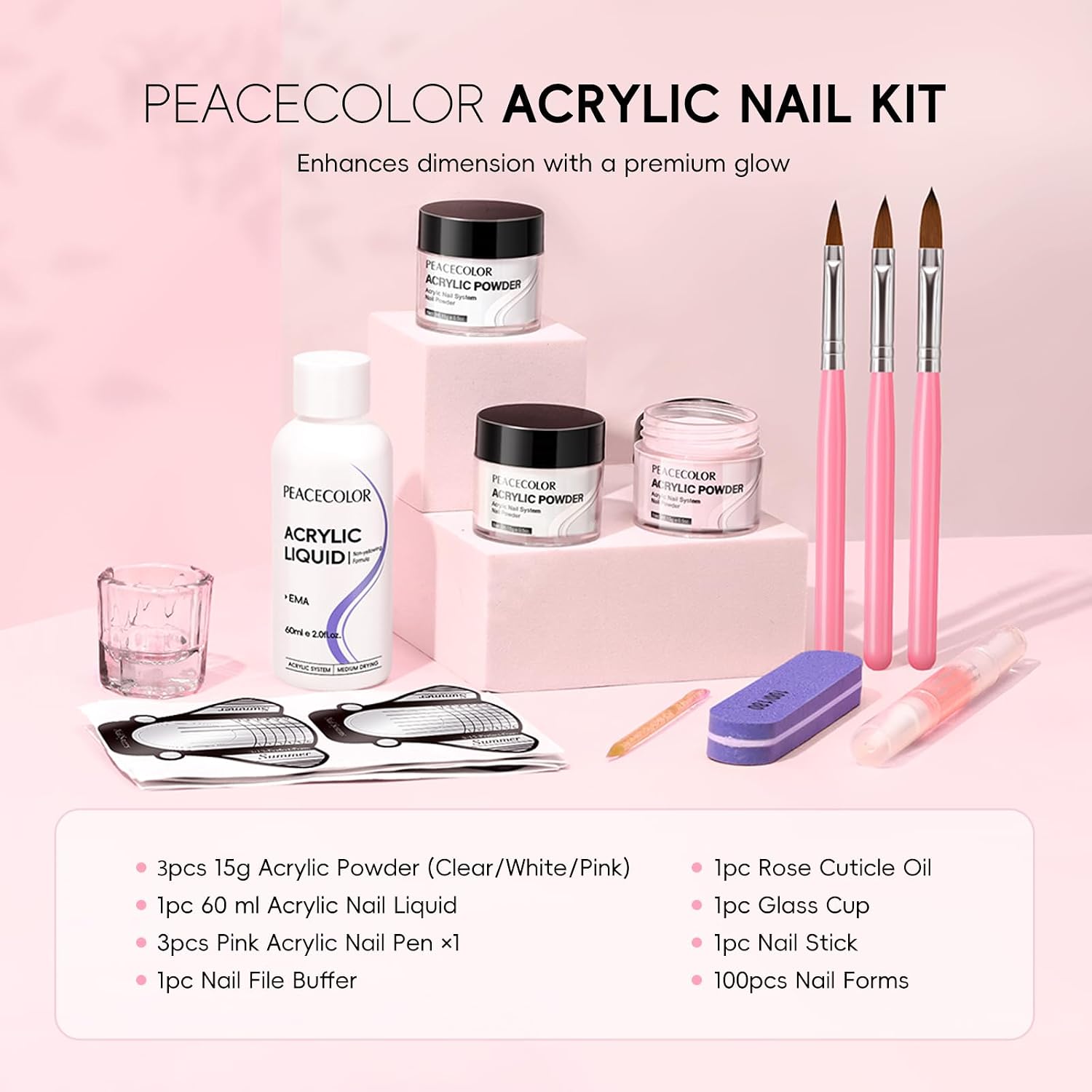 Thumbnail 6 de Peacecolor Acrylic Nail Kit with 15g Powders