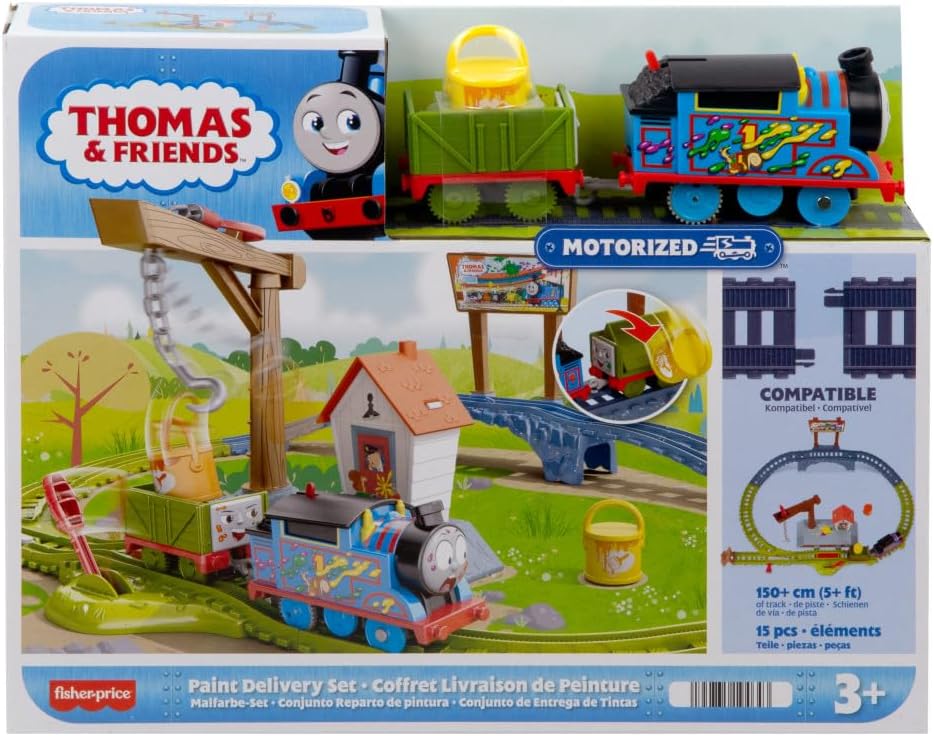 Thumbnail 5 de Thomas & Friends Motorized Paint Delivery Train Set with Troublesome Truck & Track – Centre