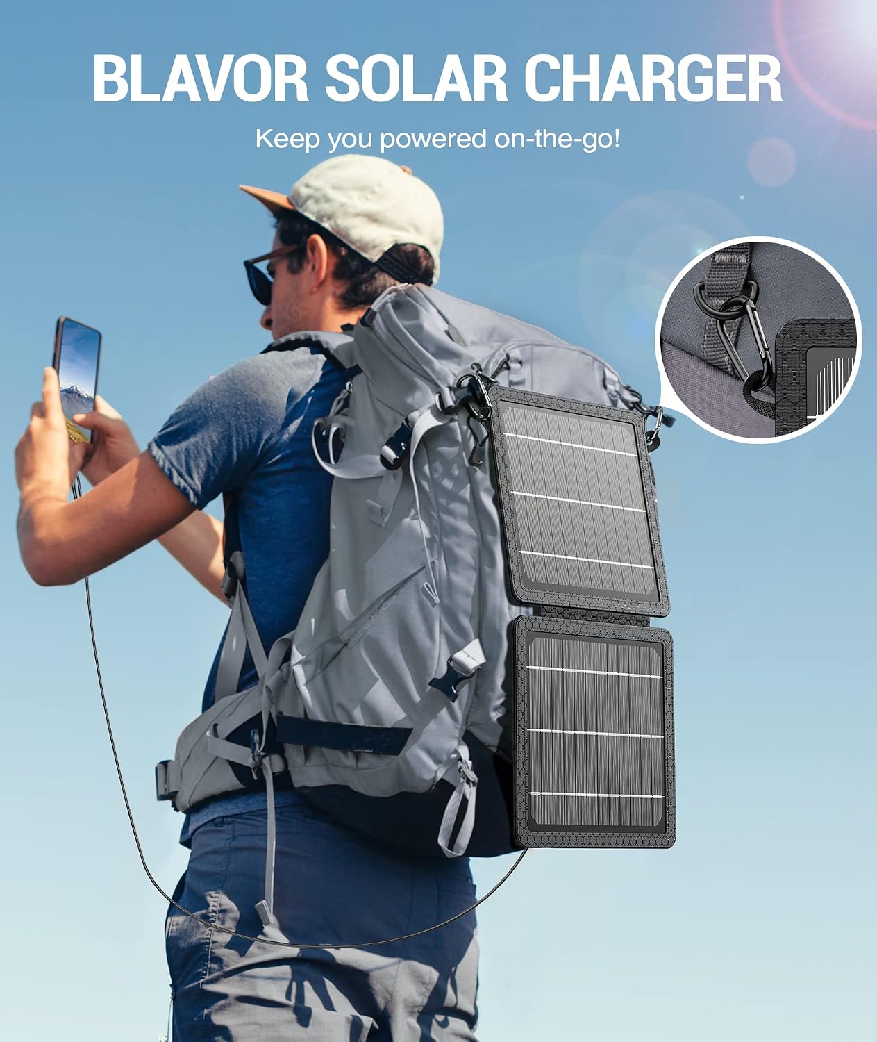 Thumbnail 6 de BLAVOR 10W Portable Solar Charger, Foldable Panel with USB-C and USB-A