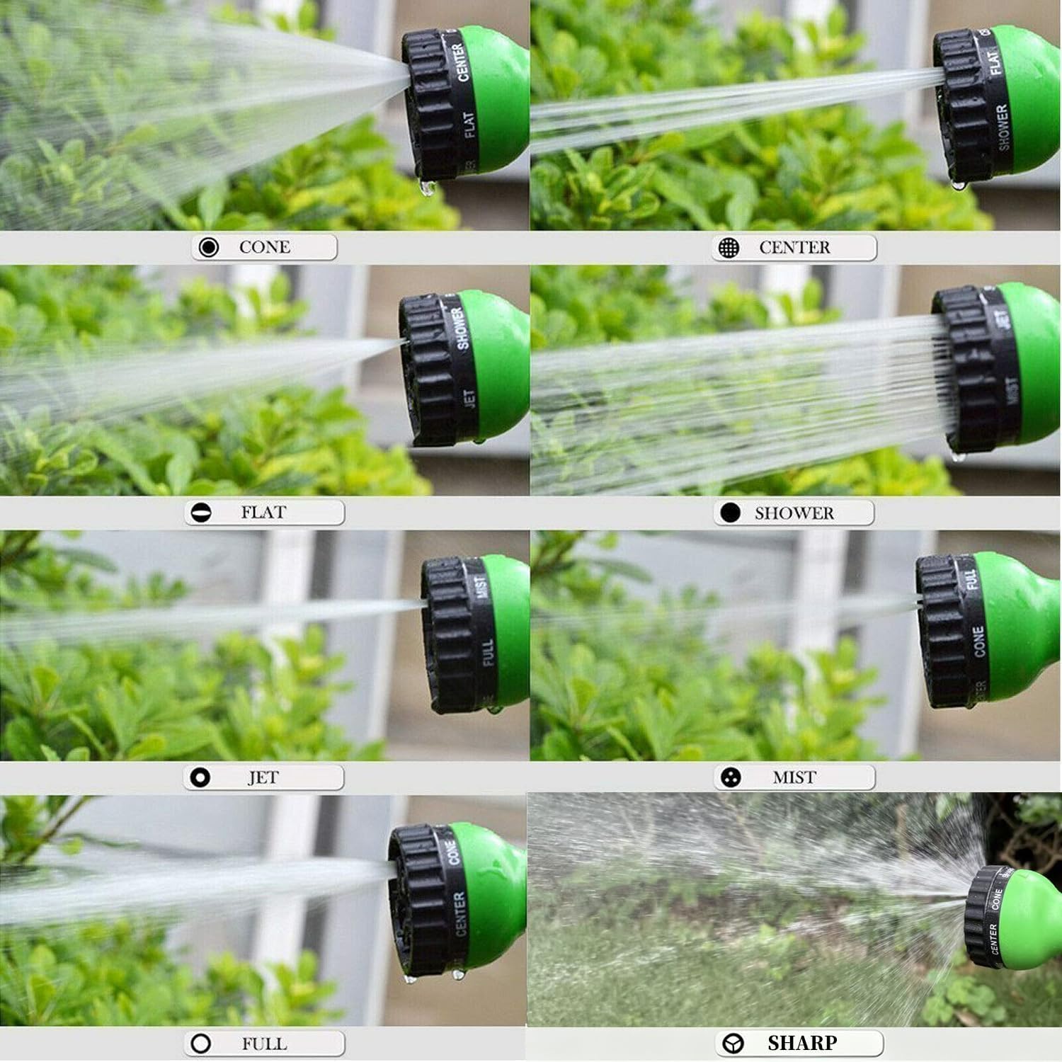 Detalle 2 de CLMCL 125ft Expandable Garden Hose with 8-Pattern Spray Nozzle, Green