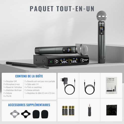 Thumbnail 6 de Phenyx Pro PTU-52-2H: Système de microphones sans fil UHF dual avec récepteur métallique