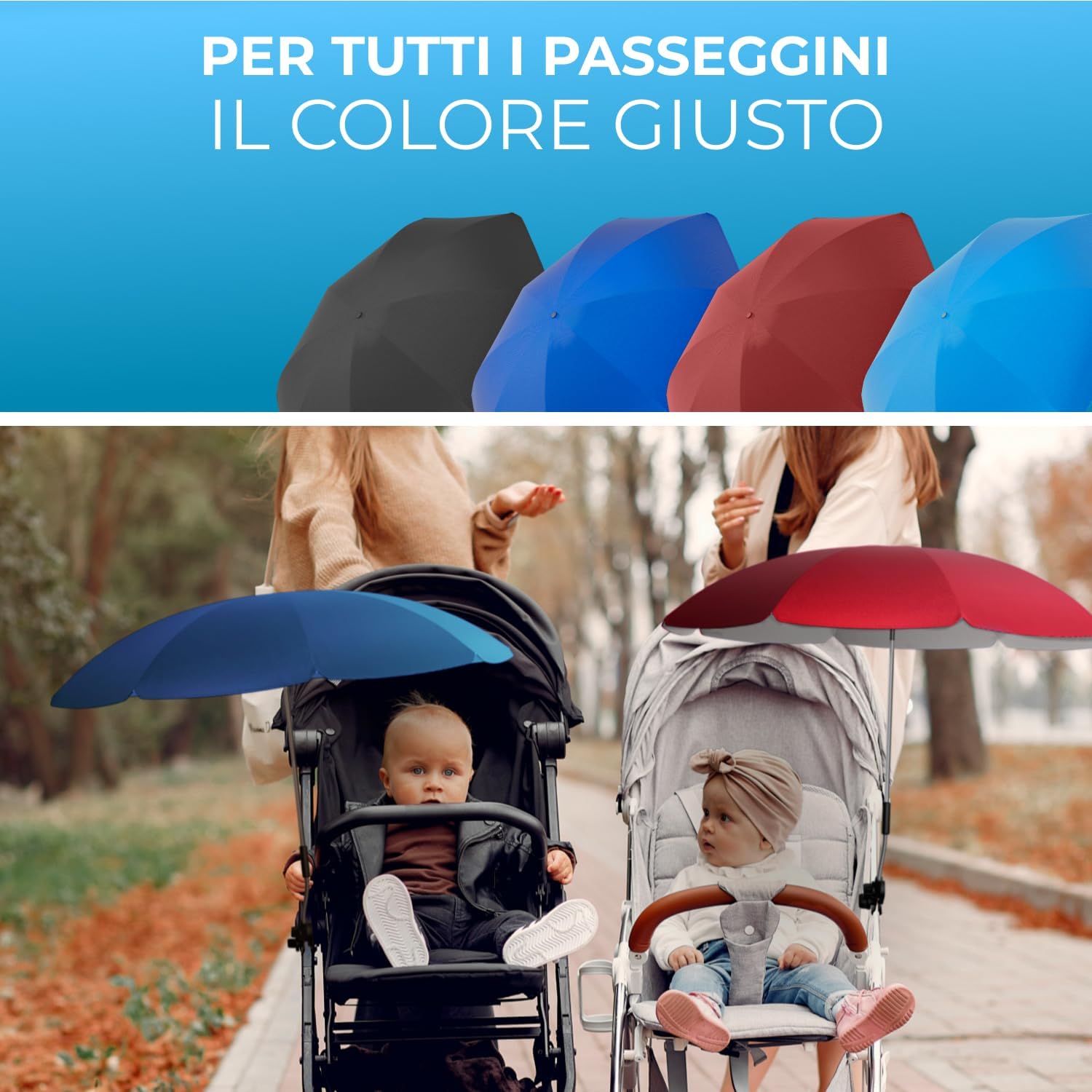 Thumbnail 5 de STYNGARD Ombrellino Parasole per Passeggino con Protezione UV 50+ e Ø70 cm – Modello ROMA