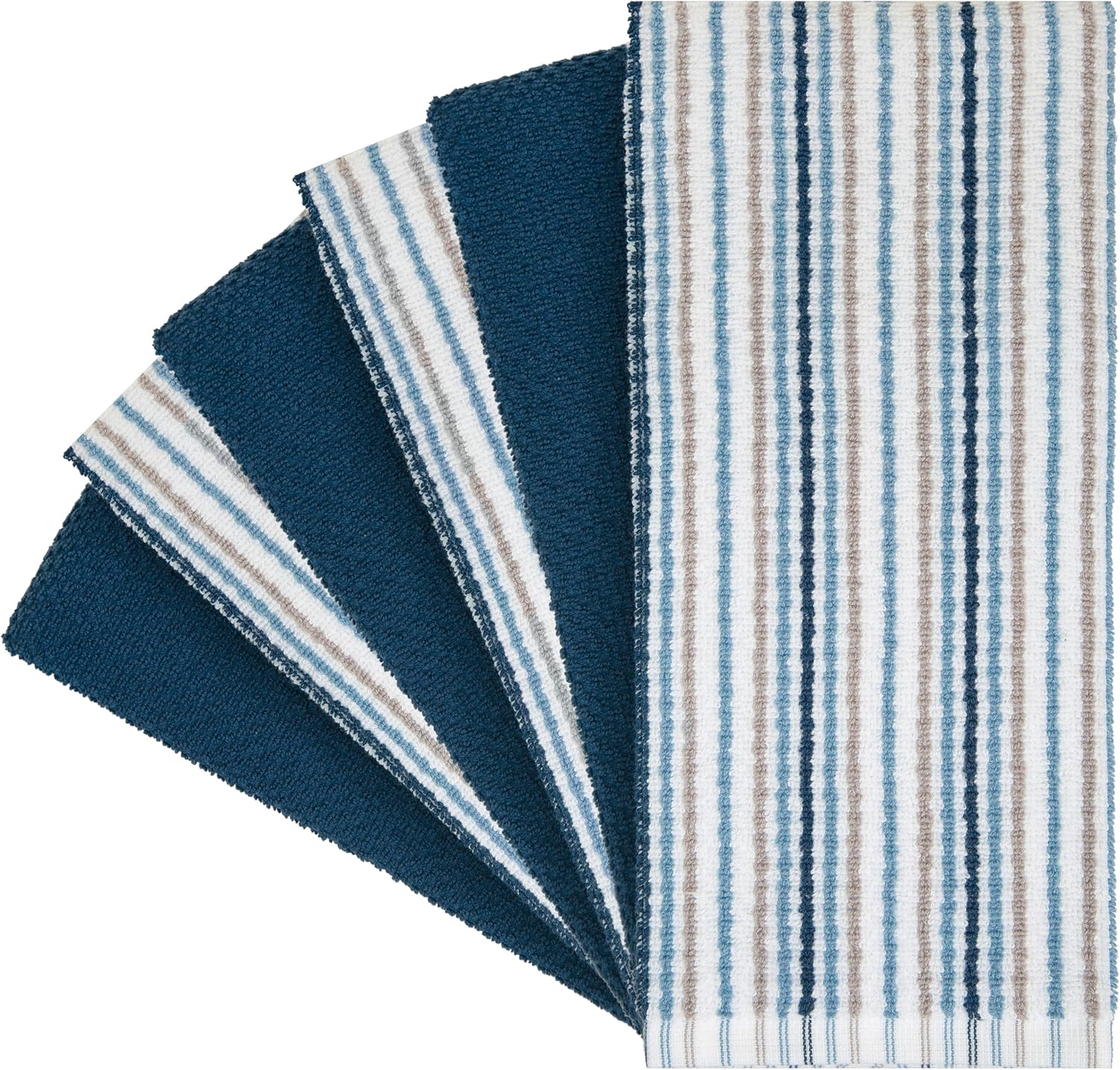 Detalle de Kitchen Towels 16x26 (6 Pack) - Large Cotton Dish Towels with Popcorn Stripe Design, 430 GSM, Blue