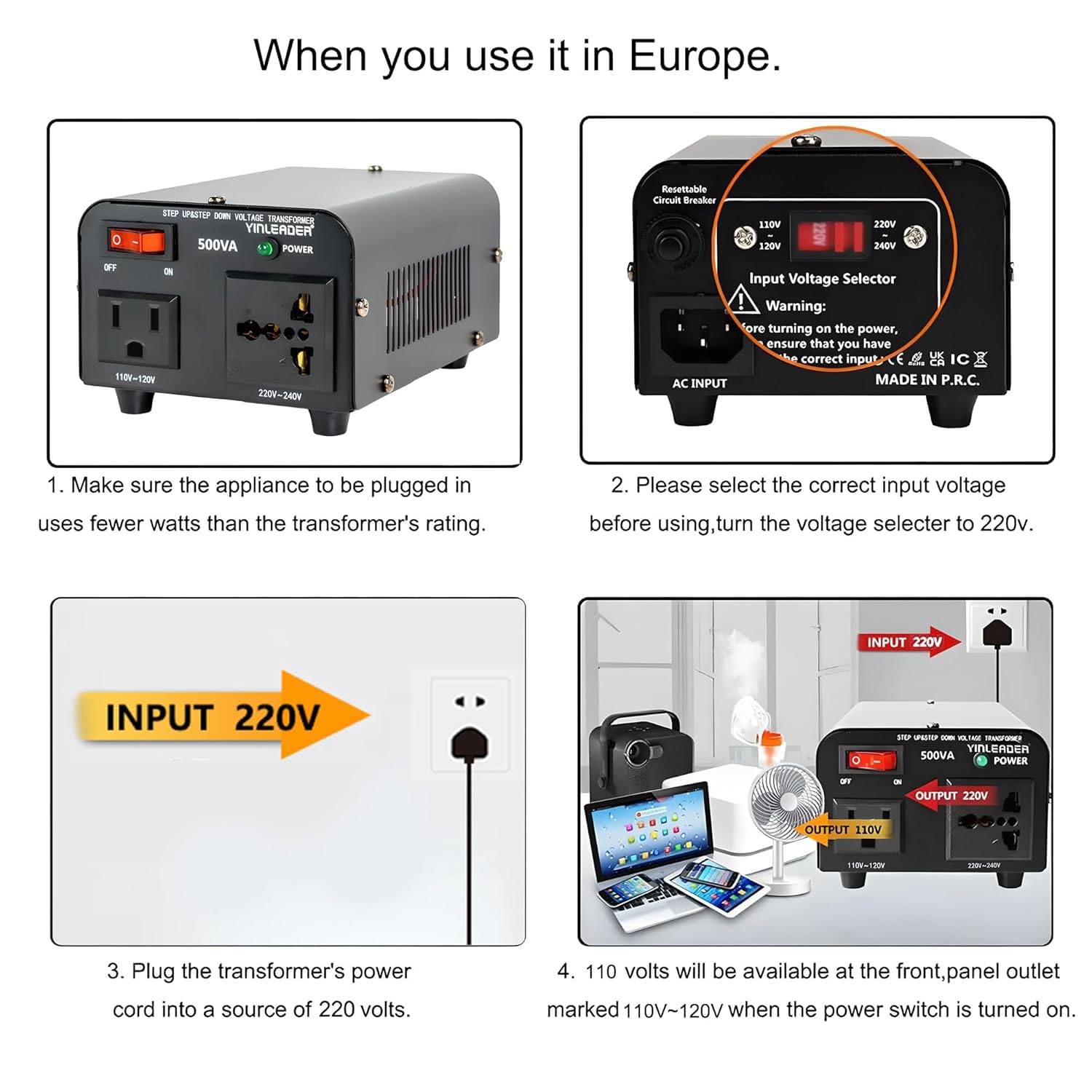 Thumbnail 3 de Yinleader Trasformatore di tensione 500VA 230↔110 V 🔌