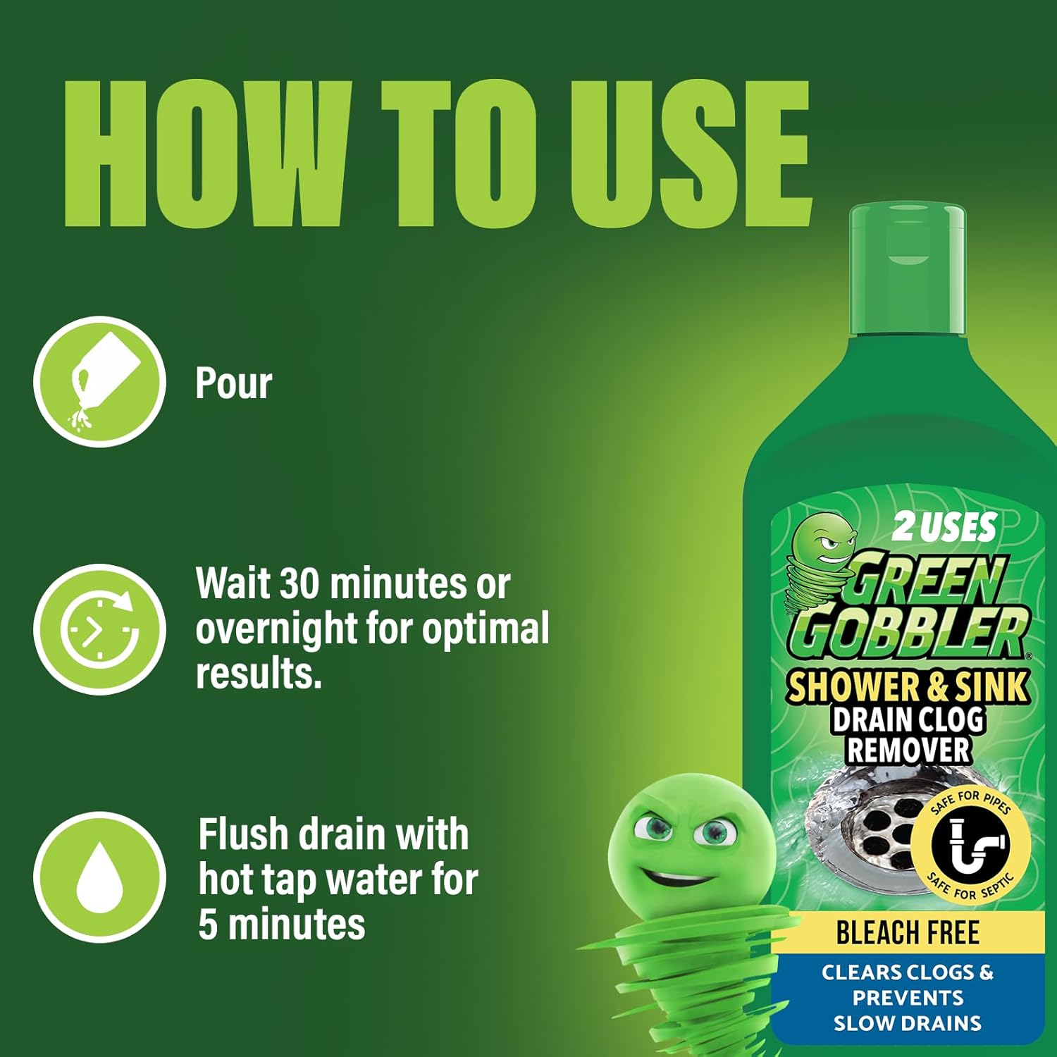 Thumbnail 5 de Green Gobbler Ultra Drain Cleaner, 2-Pack 🚽