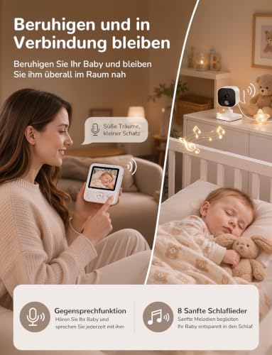 Thumbnail 6 de OBVHNUA Babyphone mit Kamera ohne WLAN – 2,8 Zoll, 720P, VOX bis 96 Std.