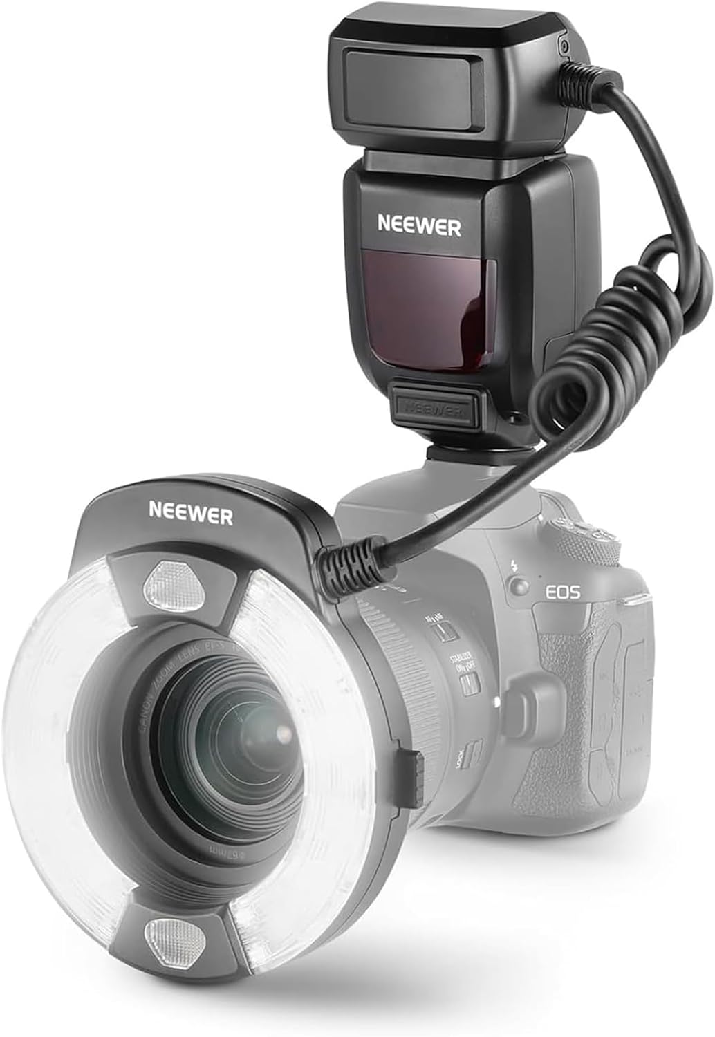 NEEWER RF1-C Flash Annulaire Macro pour Canon, 76W GN15 5600K, compatible E-TTL, synchronisation avant/arrière