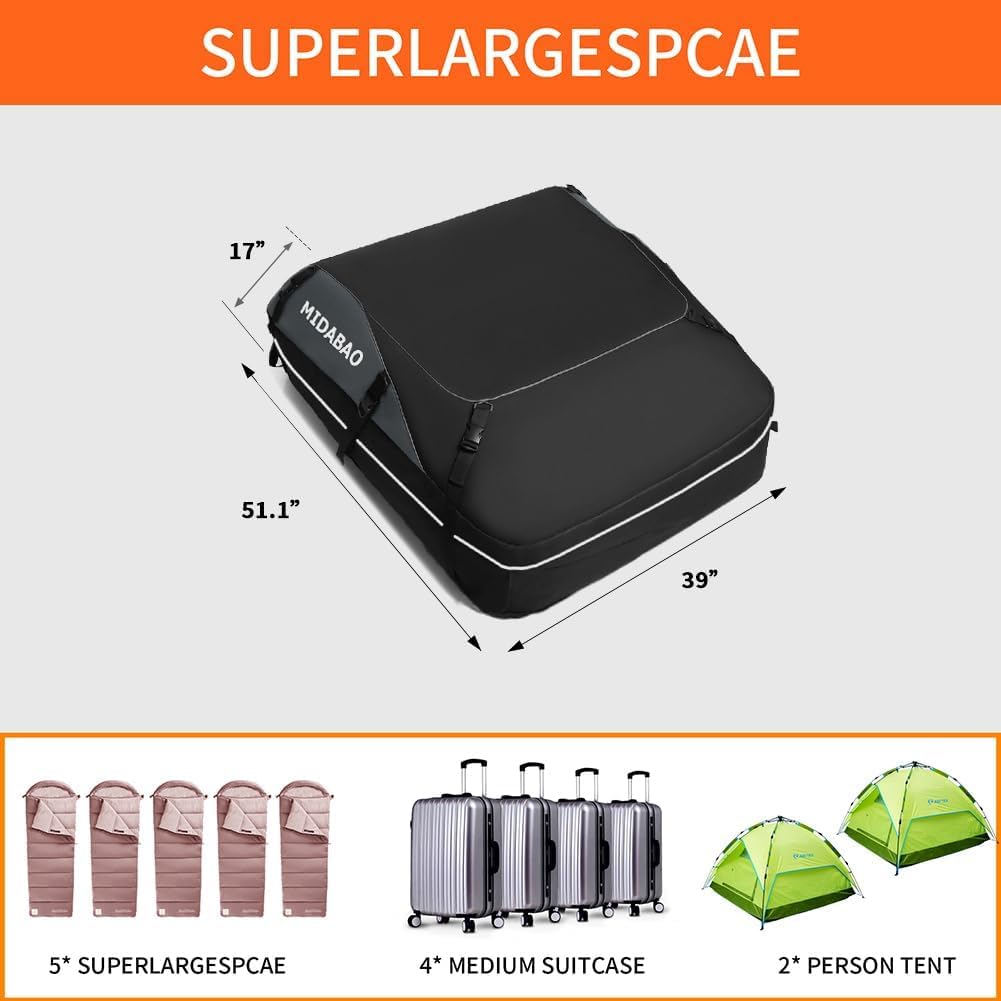 Thumbnail 4 de MIDABAO 20 Cubic Waterproof Car Roof Top Carrier: 20 cu ft The Ultimate Soft Roof Bag