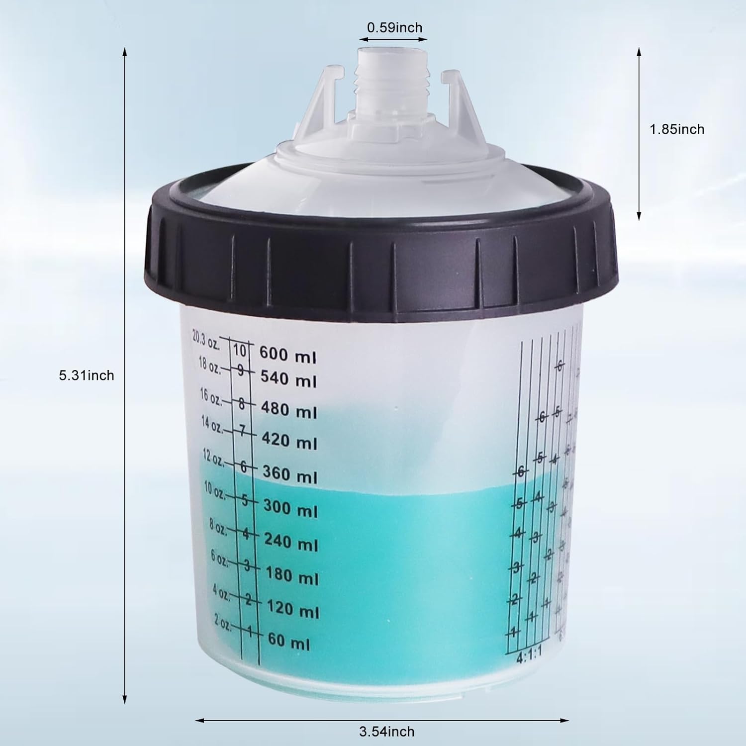 Thumbnail 3 de Einweg Farbmischbecher 600ml Set – 600 ml Mischbecher mit Deckeln, Hartbecher, Haltering, Stopfen und Papiertrichtern