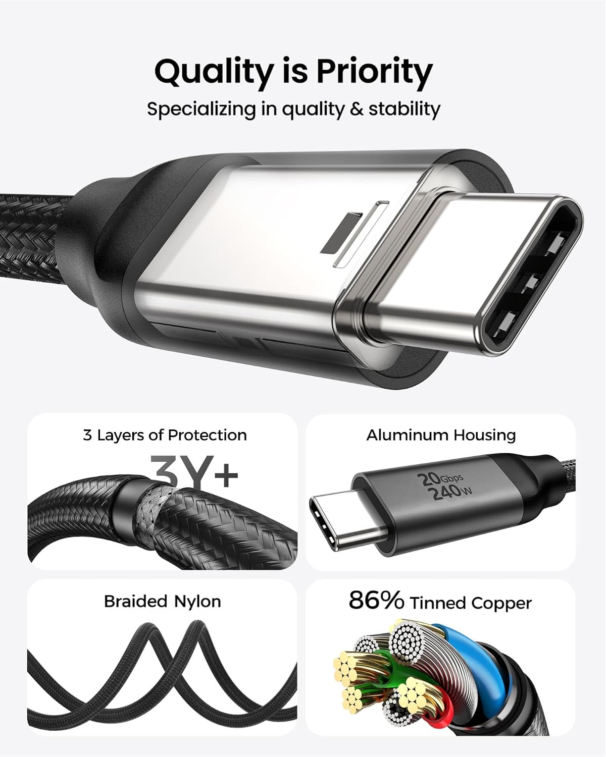 Detalle 2 de Silkland ebf60c57-ca51-468f-9d39-9832824fe891 USB-C Display Cable, 10 ft, 8K, 240W