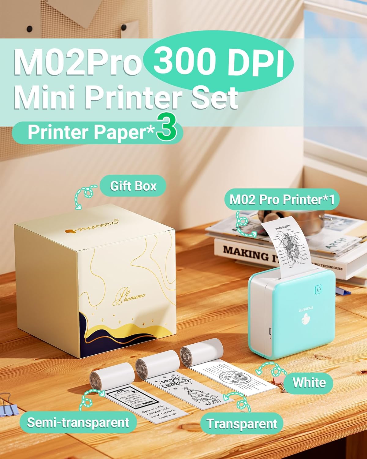 Thumbnail 1 de Phomemo M02 Pro Mini Drucker 300 DPI 🖨️