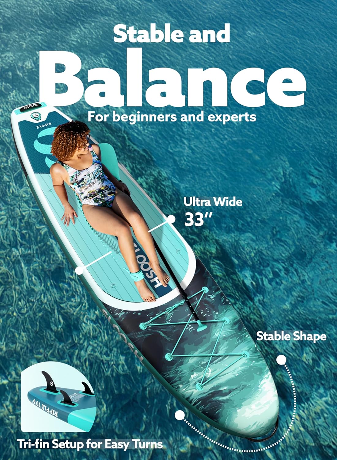 Thumbnail 1 de SLOOSH Ripple 10'6" Inflatable SUP: Stability, Versatility, and Ready-to-Go Fun