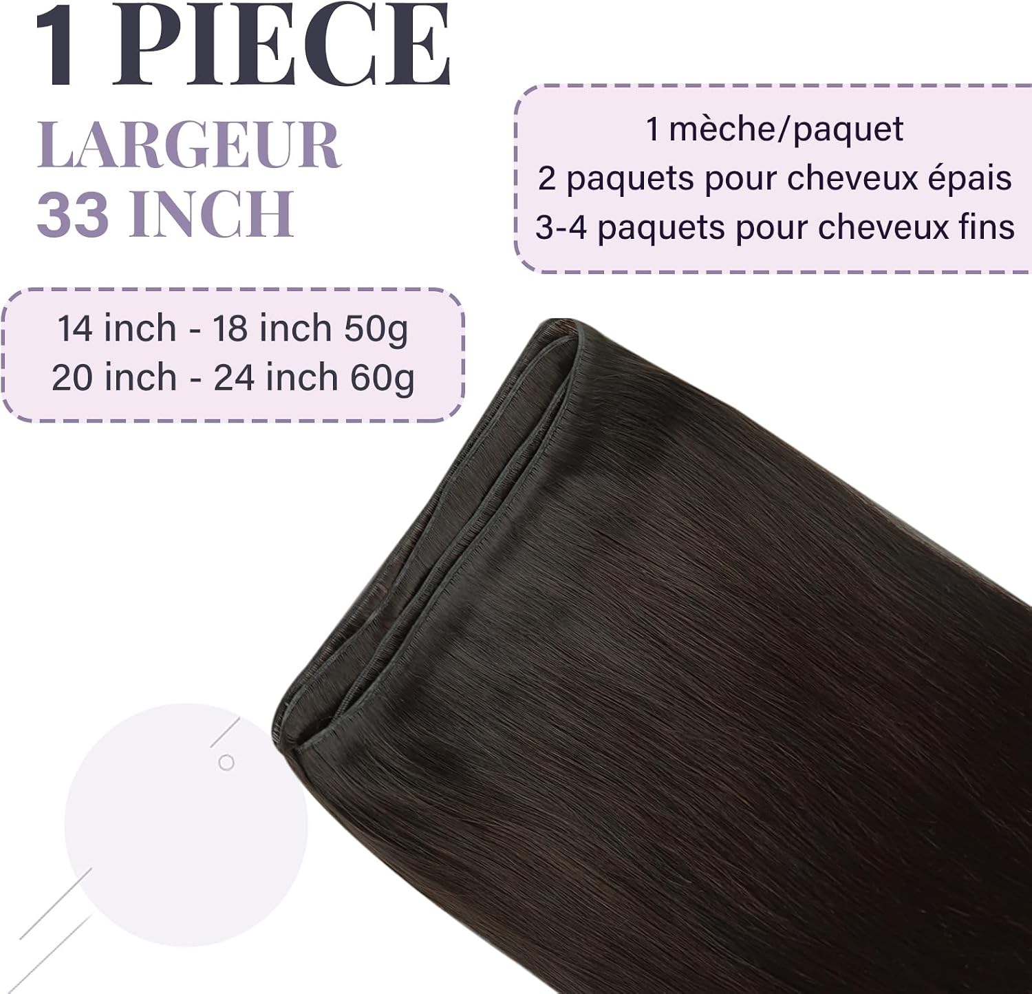 Detalle 2 de Fshine Extension Capelli Veri Genius Tessitura 45 cm – Castano Scuro, 50 g