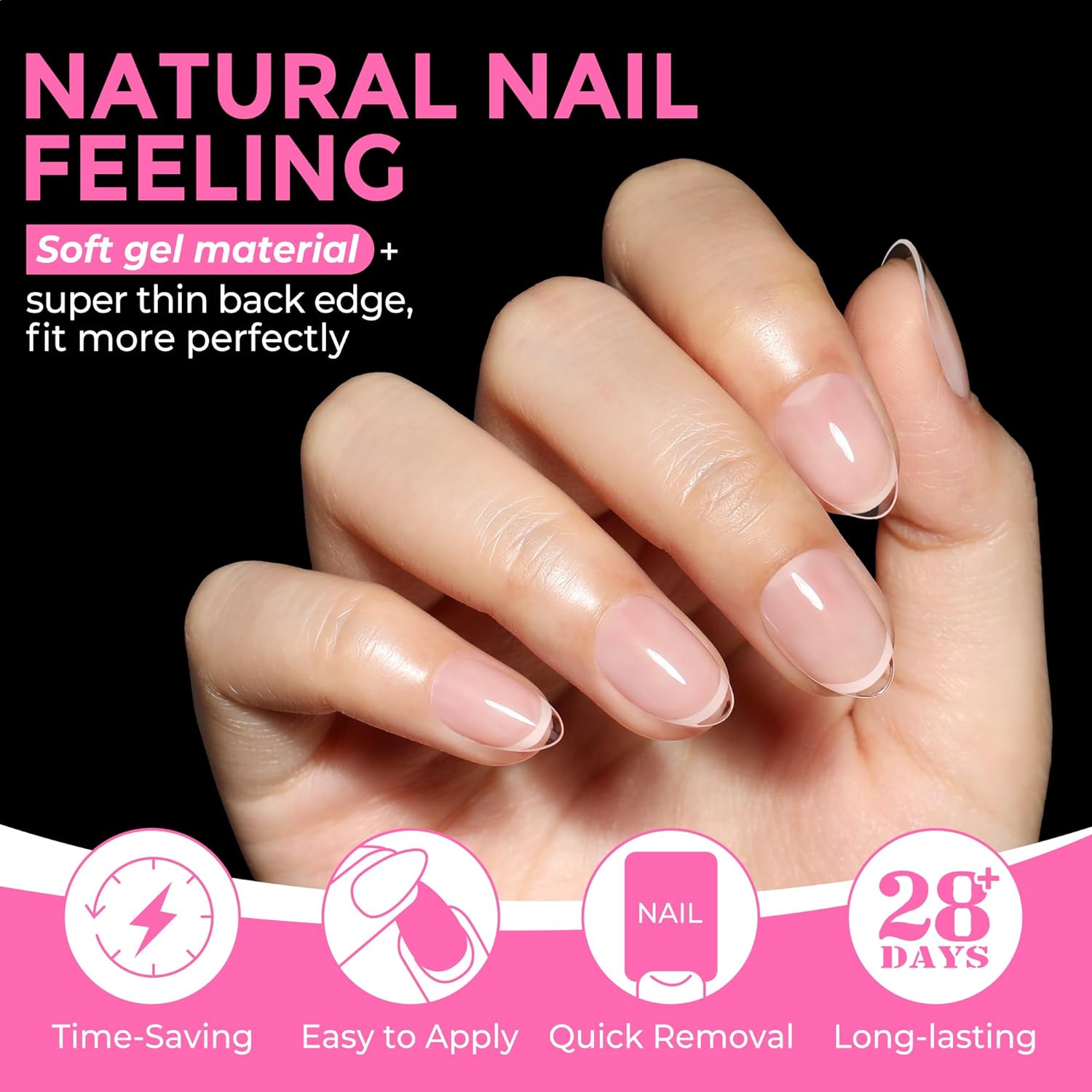 Detalle 2 de UNA GELLA Extra Short Almond Nail Tips 216PCS 💅