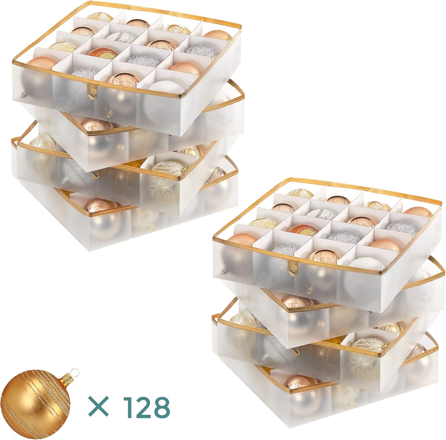 Detalle 2 de SONGMICS Aufbewahrungsbox für Weihnachtskugeln 128 Fächer 8 cm