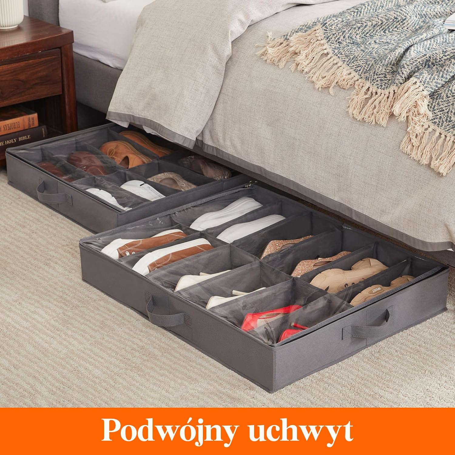 Detalle de Lifewit Opbergdozen Onder Het Bed – organizer na buty, 2 sztuki, 24 pary