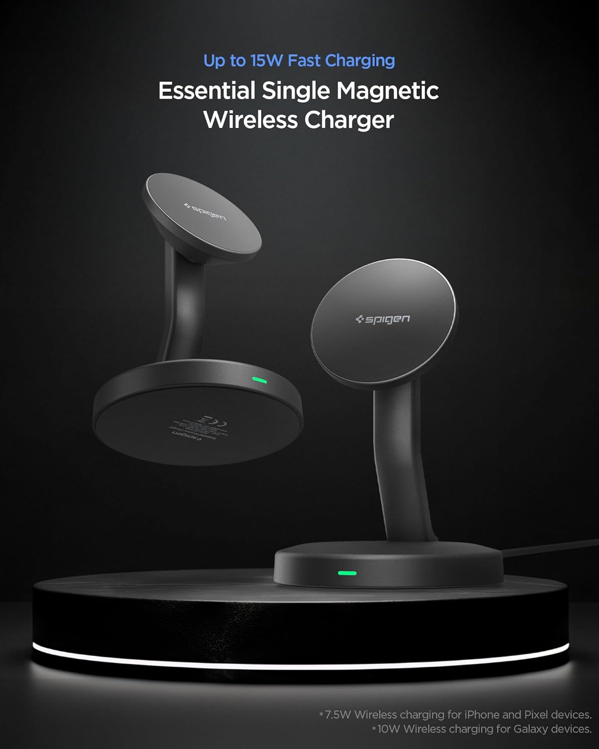 Thumbnail 1 de Spigen Essential 15W MagSafe : chargeur sans fil magnétique avec câble USB-C 60 W (station) – Noir