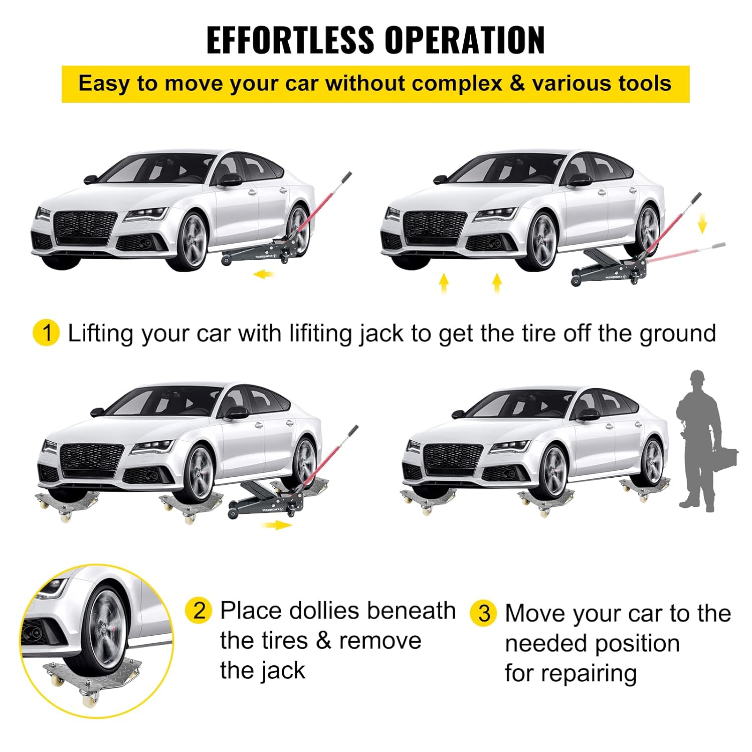 Thumbnail 4 de VEVOR Rangierhilfe 1000 kg, 2er-Set