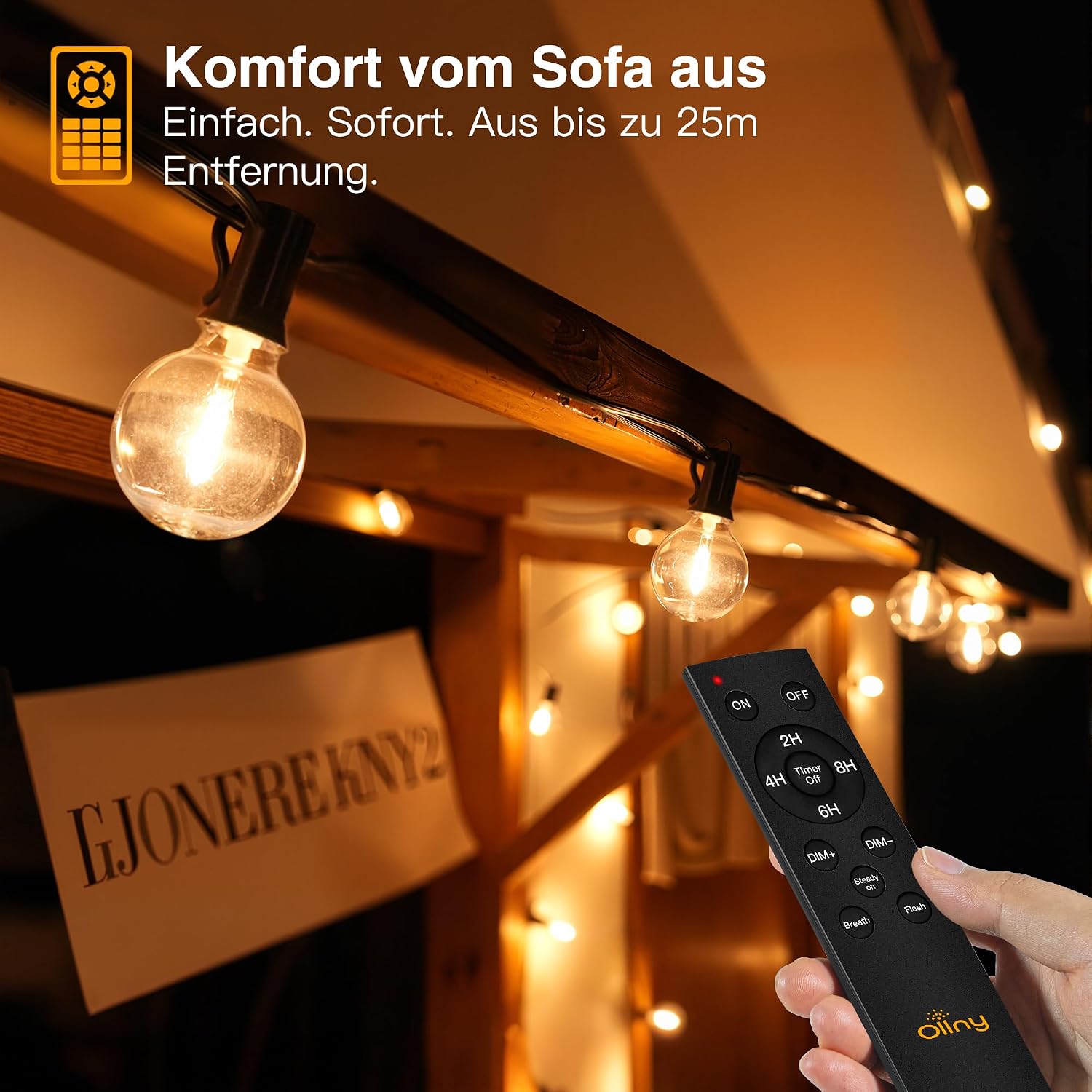 Thumbnail 4 de Ollny NYC025A lichtslinger voor buiten, 20 m, dimbaar en IP45