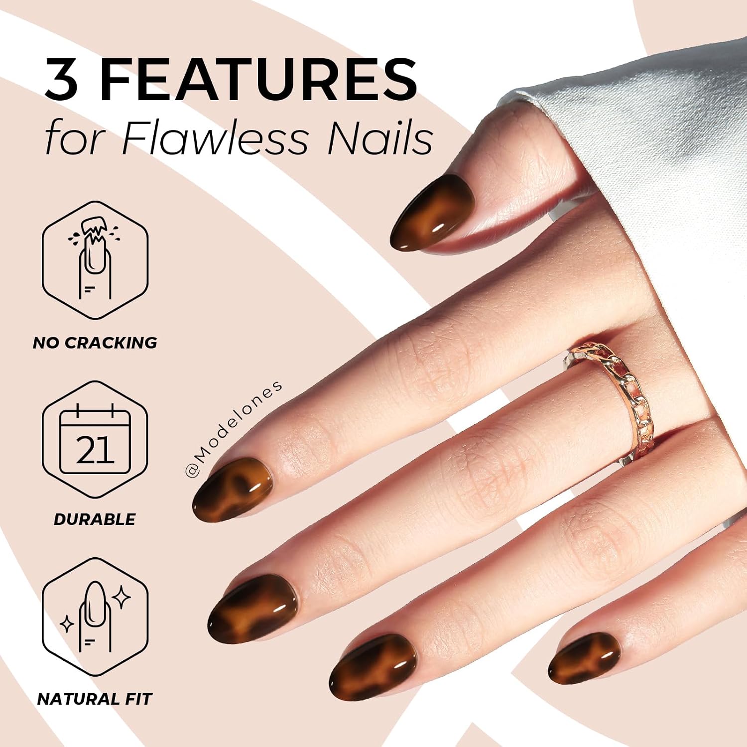 Detalle de modelones Leopard Print Short Press-On Nails, Oval Fall Design, 32-Piece Kit